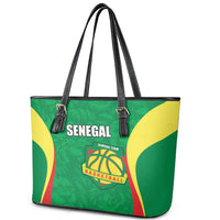 Custom Senegal Basketball Leather Tote Bag Go Champions Lions - Wonder Print Shop