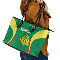 Custom Senegal Basketball Leather Tote Bag Go Champions Lions - Wonder Print Shop