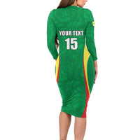 Custom Senegal Basketball Long Sleeve Bodycon Dress Go Champions Lions - Wonder Print Shop