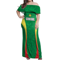 Custom Senegal Basketball Off Shoulder Maxi Dress Go Champions Lions - Wonder Print Shop