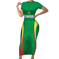Custom Senegal Basketball Short Sleeve Bodycon Dress Go Champions Lions - Wonder Print Shop