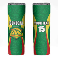 Custom Senegal Basketball Skinny Tumbler Go Champions Lions - Wonder Print Shop