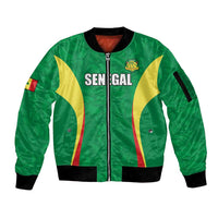 Custom Senegal Basketball Sleeve Zip Bomber Jacket Go Champions Lions - Wonder Print Shop