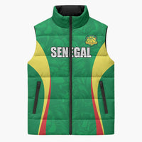 Custom Senegal Basketball Sleeveless Puffer Jacket Go Champions Lions - Wonder Print Shop