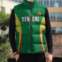 Custom Senegal Basketball Sleeveless Puffer Jacket Go Champions Lions - Wonder Print Shop