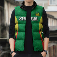 Custom Senegal Basketball Sleeveless Puffer Jacket Go Champions Lions - Wonder Print Shop