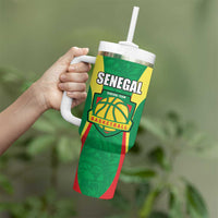 Custom Senegal Basketball Tumbler With Handle Go Champions Lions - Wonder Print Shop