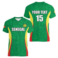 Custom Senegal Basketball Women V-Neck T-Shirt Go Champions Lions - Wonder Print Shop