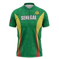 Custom Senegal Basketball Zipper Polo Shirt Go Champions Lions - Wonder Print Shop