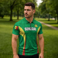 Custom Senegal Basketball Zipper Polo Shirt Go Champions Lions - Wonder Print Shop
