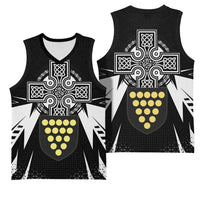 Cornwall Celtic Cross Basketball Jersey Coat Of Arms With Celtic Pattern - Wonder Print Shop
