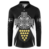 Cornwall Celtic Cross Button Sweatshirt Coat Of Arms With Celtic Pattern - Wonder Print Shop