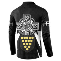 Cornwall Celtic Cross Button Sweatshirt Coat Of Arms With Celtic Pattern - Wonder Print Shop