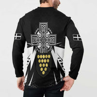 Cornwall Celtic Cross Button Sweatshirt Coat Of Arms With Celtic Pattern - Wonder Print Shop