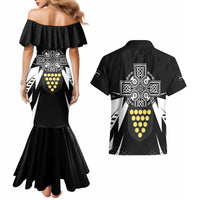 Cornwall Celtic Cross Couples Matching Mermaid Dress and Hawaiian Shirt Coat Of Arms With Celtic Pattern - Wonder Print Shop
