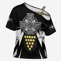 Cornwall Celtic Cross Cross Shoulder Shirt Coat Of Arms With Celtic Pattern - Wonder Print Shop