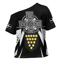 Cornwall Celtic Cross Cross Shoulder Shirt Coat Of Arms With Celtic Pattern - Wonder Print Shop