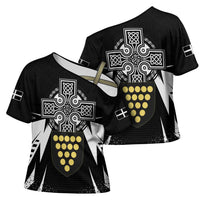 Cornwall Celtic Cross Cross Shoulder Shirt Coat Of Arms With Celtic Pattern - Wonder Print Shop