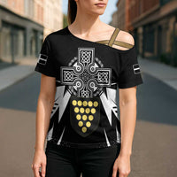 Cornwall Celtic Cross Cross Shoulder Shirt Coat Of Arms With Celtic Pattern - Wonder Print Shop