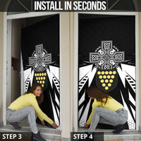 Cornwall Celtic Cross Door Cover Coat Of Arms With Celtic Pattern - Wonder Print Shop