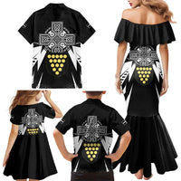 Cornwall Celtic Cross Family Matching Mermaid Dress and Hawaiian Shirt Coat Of Arms With Celtic Pattern - Wonder Print Shop