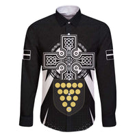 Cornwall Celtic Cross Family Matching Off The Shoulder Long Sleeve Dress and Hawaiian Shirt Coat Of Arms With Celtic Pattern - Wonder Print Shop