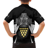 Cornwall Celtic Cross Family Matching Off Shoulder Short Dress and Hawaiian Shirt Coat Of Arms With Celtic Pattern - Wonder Print Shop
