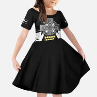 Cornwall Celtic Cross Family Matching Short Sleeve Bodycon Dress and Hawaiian Shirt Coat Of Arms With Celtic Pattern - Wonder Print Shop