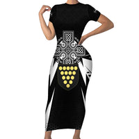 Cornwall Celtic Cross Family Matching Short Sleeve Bodycon Dress and Hawaiian Shirt Coat Of Arms With Celtic Pattern - Wonder Print Shop