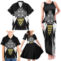 Cornwall Celtic Cross Family Matching Tank Maxi Dress and Hawaiian Shirt Coat Of Arms With Celtic Pattern - Wonder Print Shop