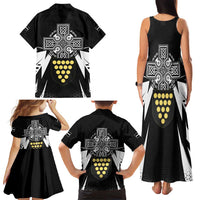 Cornwall Celtic Cross Family Matching Tank Maxi Dress and Hawaiian Shirt Coat Of Arms With Celtic Pattern - Wonder Print Shop