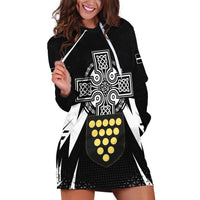 Cornwall Celtic Cross Hoodie Dress Coat Of Arms With Celtic Pattern - Wonder Print Shop