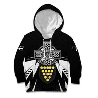 Cornwall Celtic Cross Kid Hoodie Coat Of Arms With Celtic Pattern - Wonder Print Shop