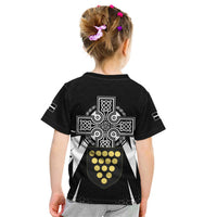 Cornwall Celtic Cross Kid T Shirt Coat Of Arms With Celtic Pattern - Wonder Print Shop