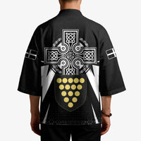 Cornwall Celtic Cross Kimono Coat Of Arms With Celtic Pattern - Wonder Print Shop