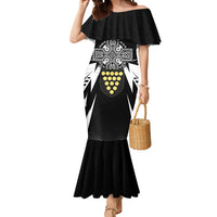 Cornwall Celtic Cross Mermaid Dress Coat Of Arms With Celtic Pattern - Wonder Print Shop