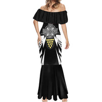 Cornwall Celtic Cross Mermaid Dress Coat Of Arms With Celtic Pattern - Wonder Print Shop