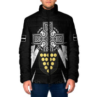 Cornwall Celtic Cross Padded Jacket Coat Of Arms With Celtic Pattern - Wonder Print Shop