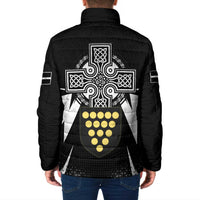 Cornwall Celtic Cross Padded Jacket Coat Of Arms With Celtic Pattern - Wonder Print Shop