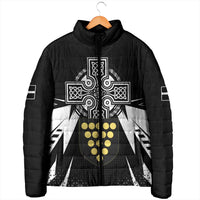 Cornwall Celtic Cross Padded Jacket Coat Of Arms With Celtic Pattern - Wonder Print Shop