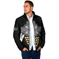 Cornwall Celtic Cross Padded Jacket Coat Of Arms With Celtic Pattern - Wonder Print Shop