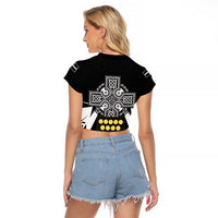 Cornwall Celtic Cross Raglan Cropped T Shirt Coat Of Arms With Celtic Pattern - Wonder Print Shop