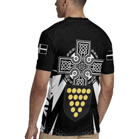 Cornwall Celtic Cross Rugby Jersey Coat Of Arms With Celtic Pattern - Wonder Print Shop