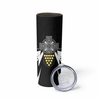 Cornwall Celtic Cross Skinny Tumbler Coat Of Arms With Celtic Pattern - Wonder Print Shop