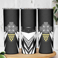 Cornwall Celtic Cross Skinny Tumbler Coat Of Arms With Celtic Pattern - Wonder Print Shop