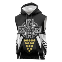 Cornwall Celtic Cross Sleeveless Hoodie Coat Of Arms With Celtic Pattern - Wonder Print Shop