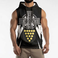 Cornwall Celtic Cross Sleeveless Hoodie Coat Of Arms With Celtic Pattern - Wonder Print Shop