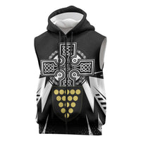 Cornwall Celtic Cross Sleeveless Zip Hoodie Coat Of Arms With Celtic Pattern - Wonder Print Shop