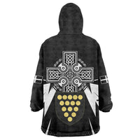 Cornwall Celtic Cross Wearable Blanket Hoodie Coat Of Arms With Celtic Pattern - Wonder Print Shop