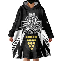 Cornwall Celtic Cross Wearable Blanket Hoodie Coat Of Arms With Celtic Pattern - Wonder Print Shop
